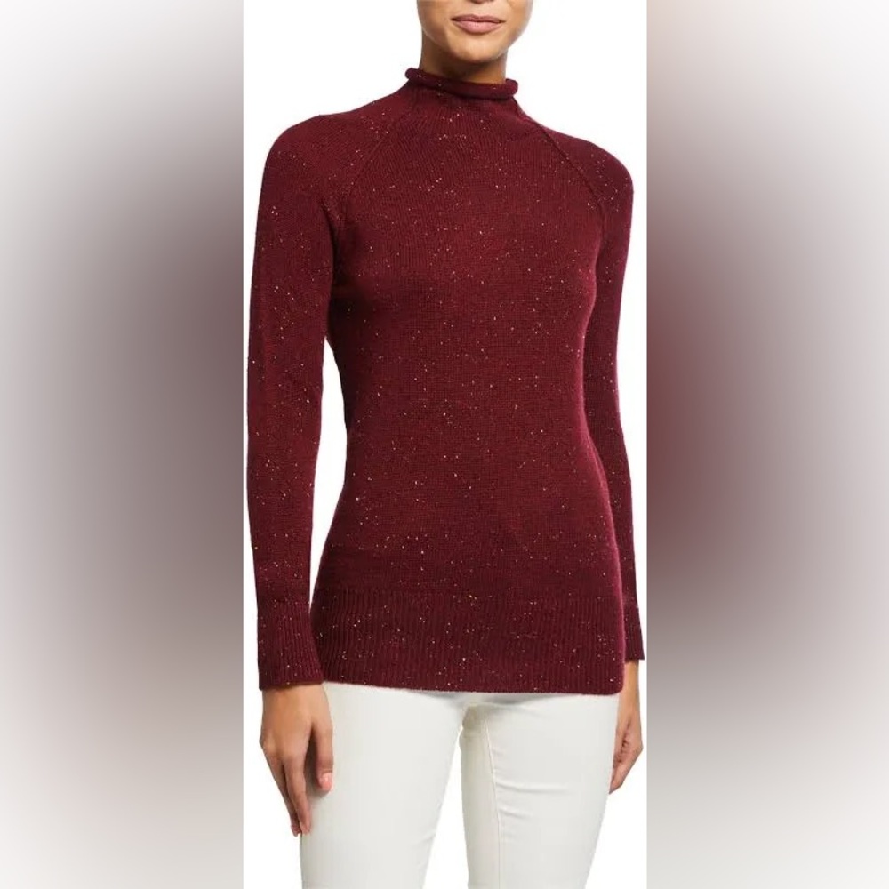 100% Cashmere Theory Turtleneck Sweater Women’s Size M Red Luxe Minimalist